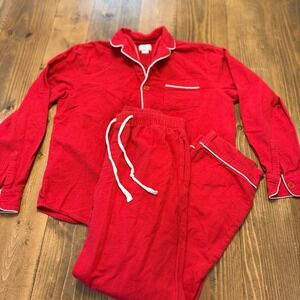 Petite Plume Men's Brushed Twill Red  Pajama Set Size Medium